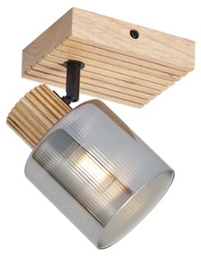 Spot modern din lemn cu sticlă fumurie, rotativ și înclinabil - Gracy