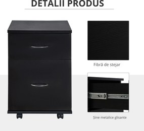 HOMCOM Comodă Mobilă pentru Birou, Design Modern pe Roți, din Lemn, 41x39x58cm, Negru | Aosom Romania