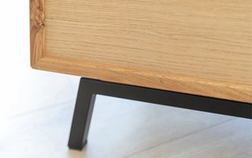 Comodă TV stejar masiv Madison și Sticlă, 200 × 50 × 52 cm