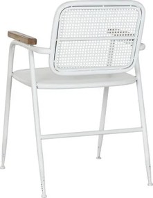 Scaun vintage din metal perforat, finisaj alb antichizat, 51×56×78 cm, „Merej"