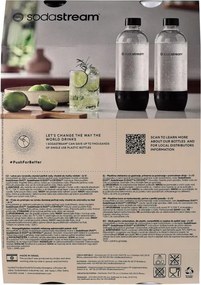 Set de sticle pentru carbonatare SodaStream Jet, 1 l, 2 buc., fără BPA, potrivite pentru mașina de spălat vase, negru