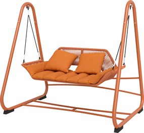 Outsunny Balansoar Hollywood, leagăn de grădină cu perne, cadru, pentru grădină, balcon, 174 x 120 x 162 cm, metal, Teracotă | Aosom Romania