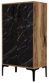 Comodă pentru pantofi Prag - Walnut, Black Marble