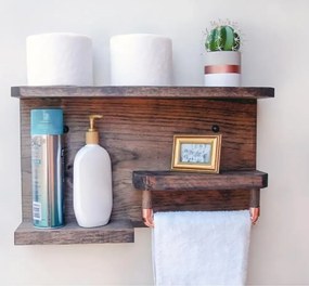 Suport prosoape baie,bucatarie din lemn,raft,serie wood, Homs 40 x 40 x 11 cm, 700011