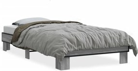 vidaXL Cadru de pat, gri sonoma, 100x200 cm, lemn prelucrat și metal