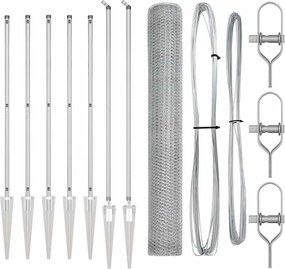 vidaXL Stâlp de gard. Argintiu 10 x 1,4 m (plasă de 13 mm) Oțel