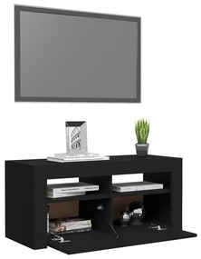 Comoda TV cu lumini LED, negru, 90x35x40 cm 1, Negru