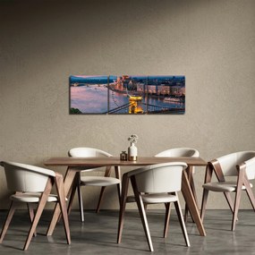 Tablou - Panorama orașului Budapesta, Ungaria (cu ceas) (90x30 cm)