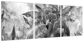 Tablou - Graffiti cu flamingo (cu ceas) (90x30 cm)