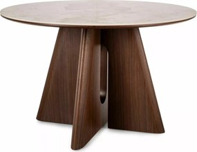 Masa rotunda Alzano Ceramic alb lucios/nuc ø120/h77 cm