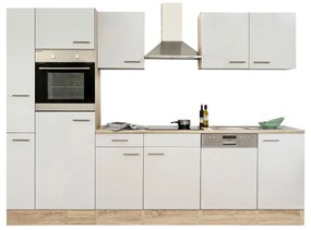 Mobilă de bucătărie Yorki 310, corp din stejar Sonoma, cu față alb satinat