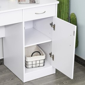 HOMCOM Birou Modern pentru PC si Computer cu 2 Sertare si 1 Dulap pentru Birou sau Camera din Lemn Alb | Aosom Romania