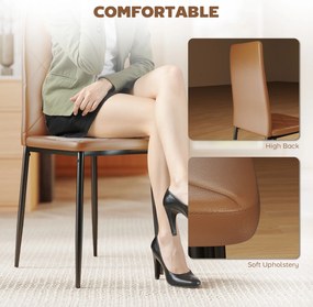 HOMCOM Set de 4 scaune de sufragerie cu spatar inalt, 41x50x97cm, maro | Aosom Romania