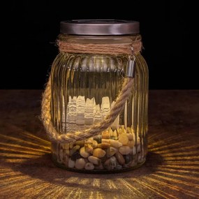 Set de lumini solare, tip borcan - 3 LED-uri, alb cald