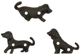 Set 3 cuiere decorative din fonta, L8 cm, Le Chien