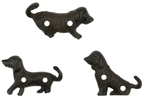 Set 3 cuiere decorative din fonta, L8 cm, Le Chien