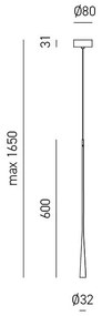 Lustra suspendata, Pendul LED slim DAFNE H-60cm alb, negru sau auriu