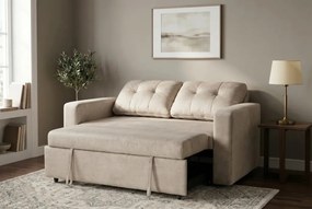 Canapea extensibila, catifea champagne beige, SMART 140cm