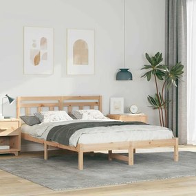 vidaXL Cadru de pat Maro 135 x 190 cm Lemn masiv de pin
