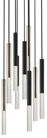 Lustra LED design minimalist cu 9 pendule One, negru mat/ french gold