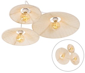 Lampa de perete de design albă cu material textil cu 3 lumini - Jane