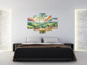 Tablou – Cai galopând prin peisaj (150x105 cm)