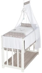 Pătuț leagăn alb cu spațiu de depozitare și baldachin 90x45 cm Indibär – Roba