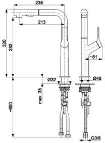 Baterie de chiuvetă cu cap de duș extractibil KFA Armatura 6623-220-31 DUERO DESIGN auriu