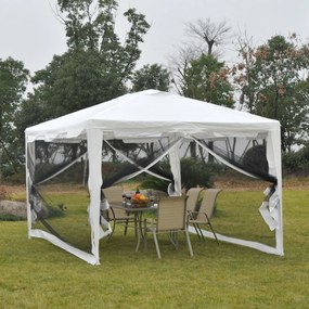 Outsunny Foisor in Tesatura PE cu Plasa de Tantari Alb, 4x3m
