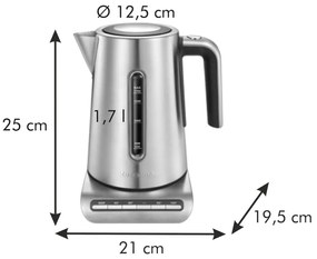 Ceainic electric argintiu din oțel inoxidabil 1.7 l President – Tescoma