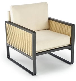 Fotoliu Ilario velvet/rattan - H77 cm