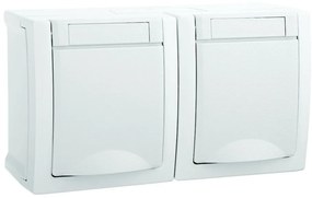 Priza dubla cu impamantare IP54 Pacific Panasonic, PT, alb
