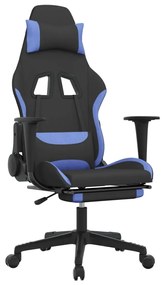 3143749 vidaXL Scaun de gaming cu suport picioare, negru și albastru, textil