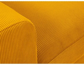 Colțar galben muștar extensibil, cu spațiu de depozitare cu tapițerie din catifea reiată (cu colț pe partea dreaptă, cu șezlong) Kyoto – Cosmopolitan Design