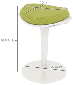 HOMCOM Scaun Ergonomic Reglabil pe Înălțime cu Înclinare 5°, Scaun Modern din Poliester, Spumă și PP, 42,5x35,5x56,5-71,5 cm, Verde | Aosom Romania