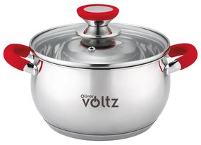 Oala Oliver Voltz OV51210N24, 24 cm, 6 l, Inductie, Manere silicon rosu, Inox/Roşu