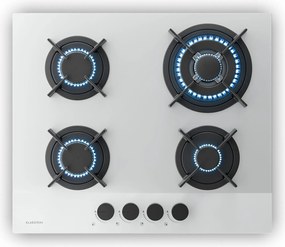 Klarstein Plită pe gaz Velaire, plită cu 4 arzătoare cu aprindere electrică, compatibilă cu gaz natural și GPL, 8000W, 60cm
