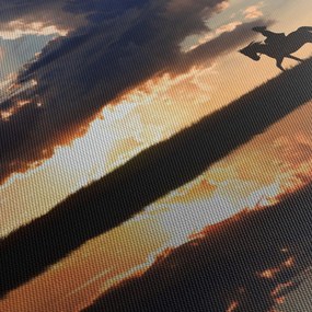 Tablou - Rider pe un cal la apus de soare (120x50 cm)