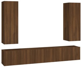 3120211 vidaXL Set dulapuri TV, 5 piese, stejar maro, lemn prelucrat