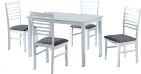 Set masa si 4 scaune BRISBO, alb/gri