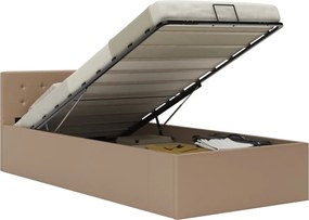 vidaXL Cadru pat hidraulic ladă cappuccino 100x200cm piele ecologică