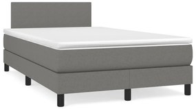 vidaXL Pat cu arcuri, saltea și LED, gri închis, 120x190 cm, textil