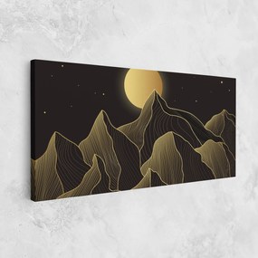 Tablou Canvas, 40x80cm, Dormitor si Living, Peisaje, Munti, Gold Shiny Moon
