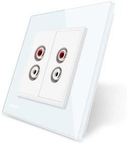 Priza dubla audio Livolo cu rama din sticla