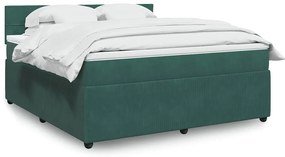 vidaXL Pat box spring cu saltea, verde închis, 180x200 cm, catifea