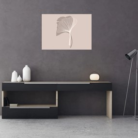 Tablou pe sticlă - Frunze bej N⁰4 (70x50 cm)