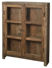 Dulap cu vitrină din lemn reciclat, 2 uși, H105/L85/W18 cm, Grimaud