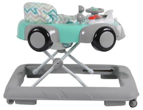 Premergator Reglabil in 3 Trepte NOVOKIDS™ Shelby Mini Car , Roti silentioase, Pliabil, 8 Roti, Cu Melodii si volan, Model Masinuta, Turquoise