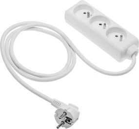 Prelungitor GTV cu 3 prize tip French, cablu de 1,5 m, alb 1.5 m, Alb, 2000 W