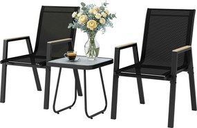 Outsunny Set Bistrou Exterior 3 Piese, Măsuță cu Piciorușe Reglabile | Aosom Romania